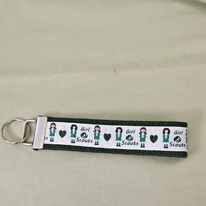 Girl Scouts Green and White Keychain